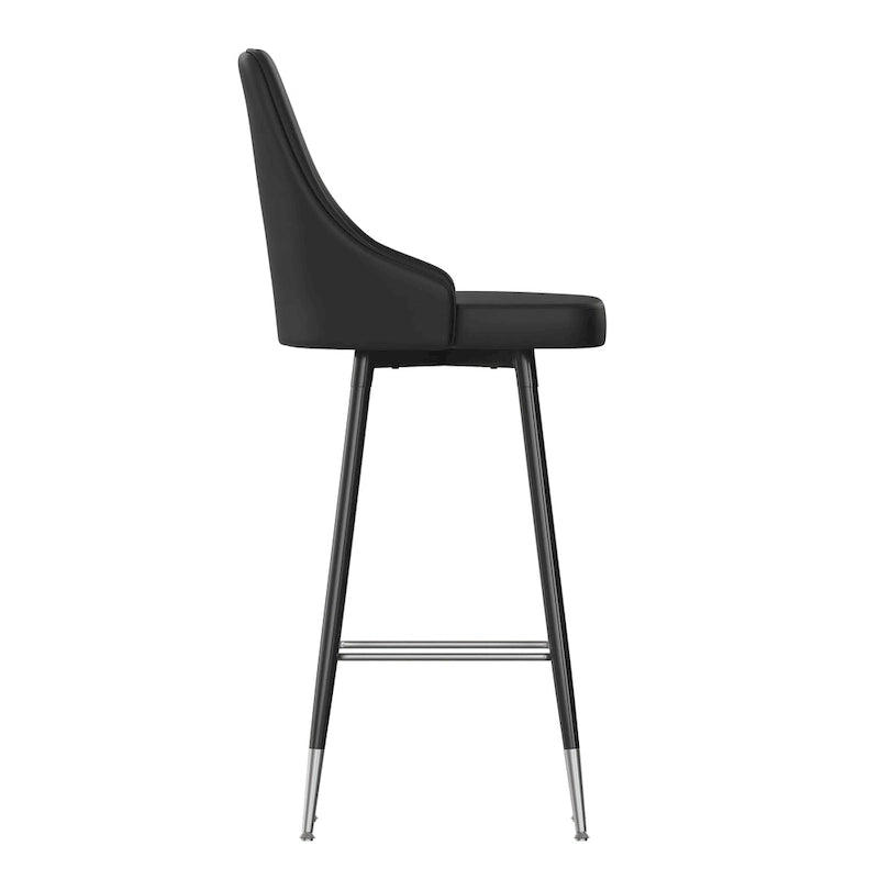 Tabouret de bar commercial en similicuir LeatherSoft avec pieds et repose-pieds en métal - Lot de 2 - 47 cm L x 51 cm P x 110 cm H