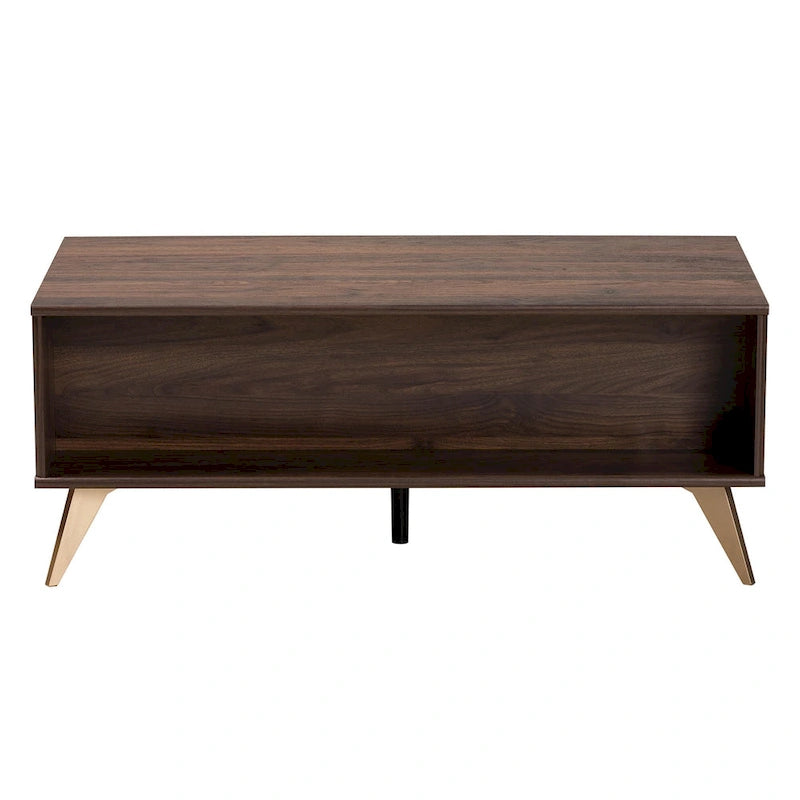 Table basse Graceland mi-siècle moderne de transition en bois au fini noyer avec 2 tiroirs