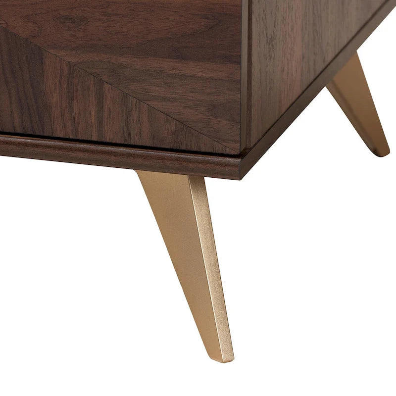 Table basse Graceland mi-siècle moderne de transition en bois au fini noyer avec 2 tiroirs