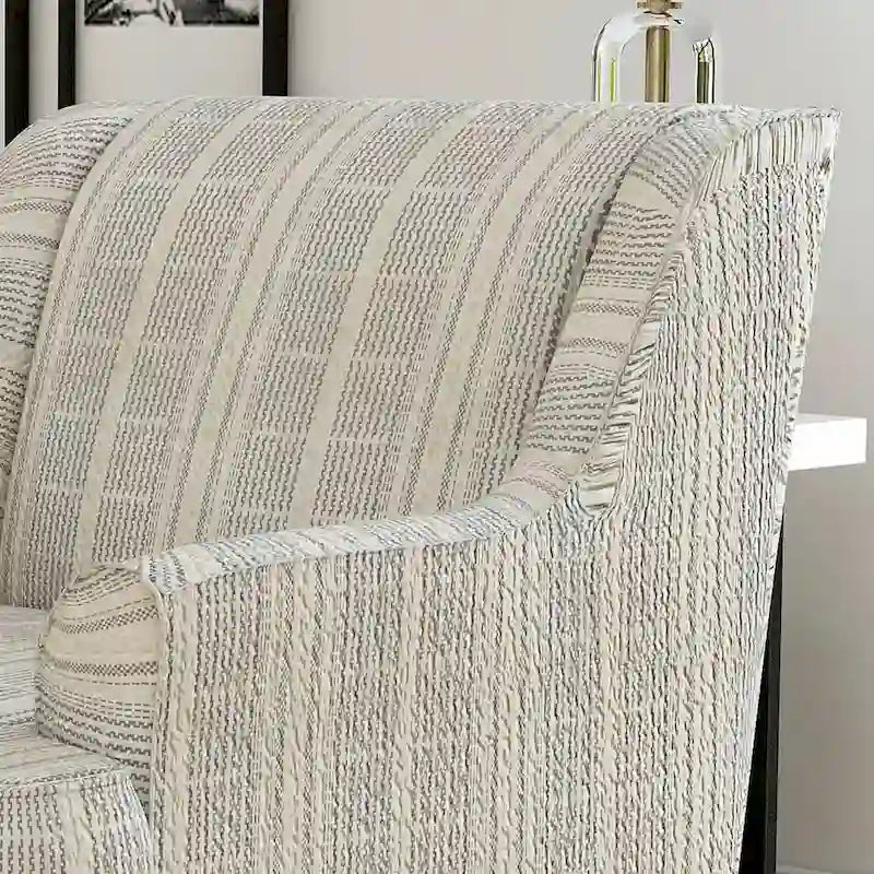 Fauteuil en tissu chenille rayé multicolore de la collection Binick par