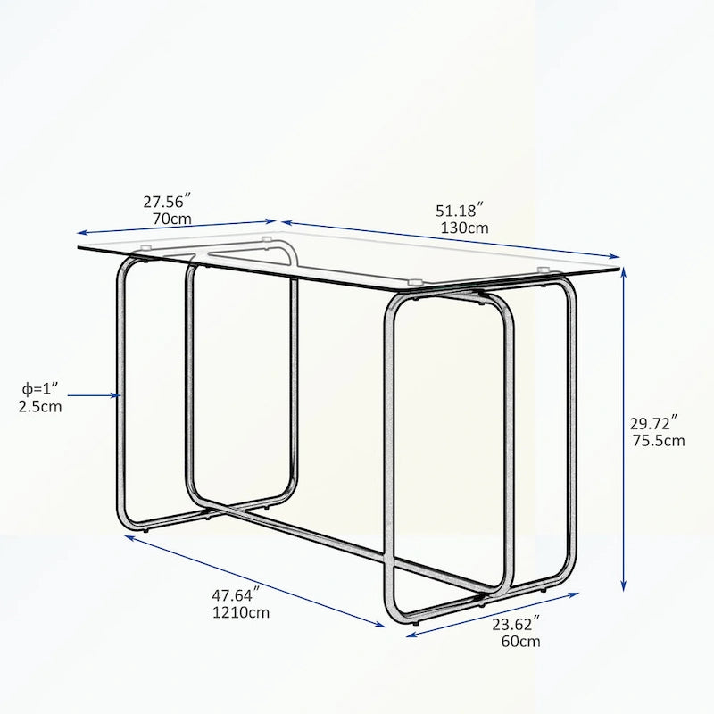 Table de salle à manger rectangulaire avec piètement en métal