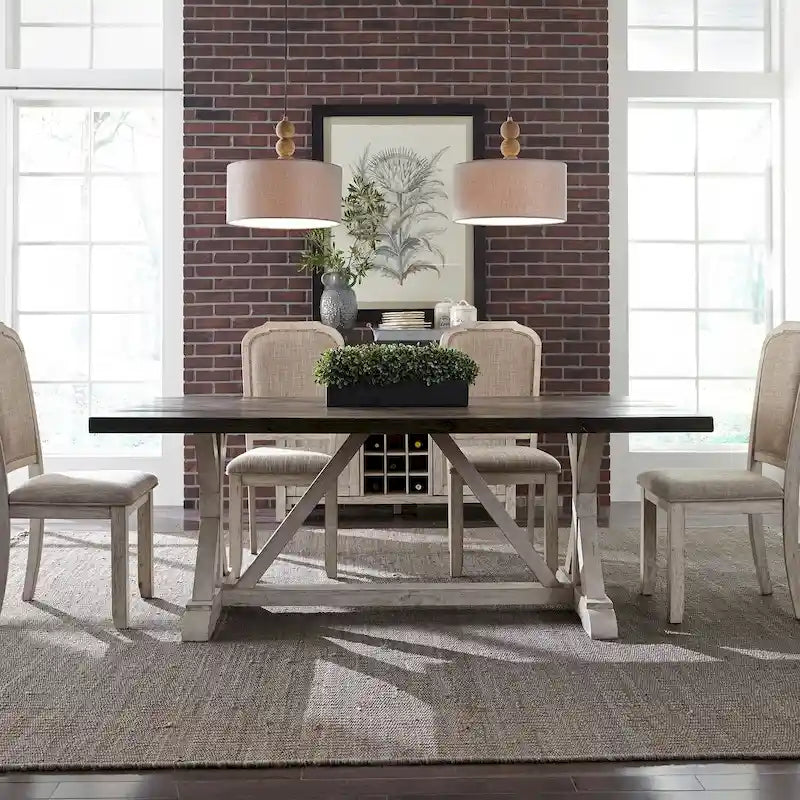 Table à tréteaux Willowrun Rustique Blanc Gris Vieilli