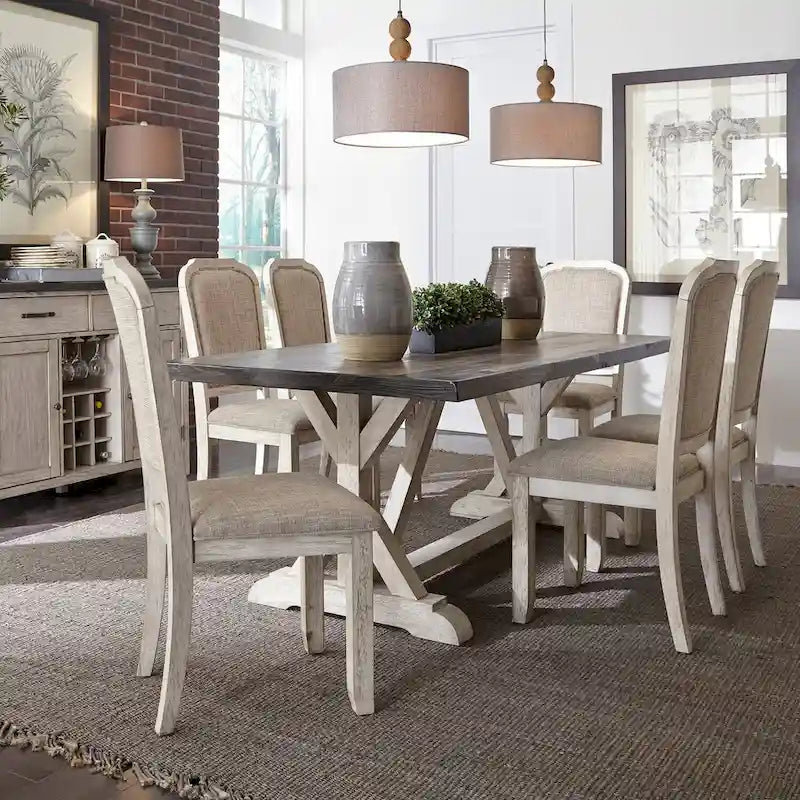 Table à tréteaux Willowrun Rustique Blanc Gris Vieilli