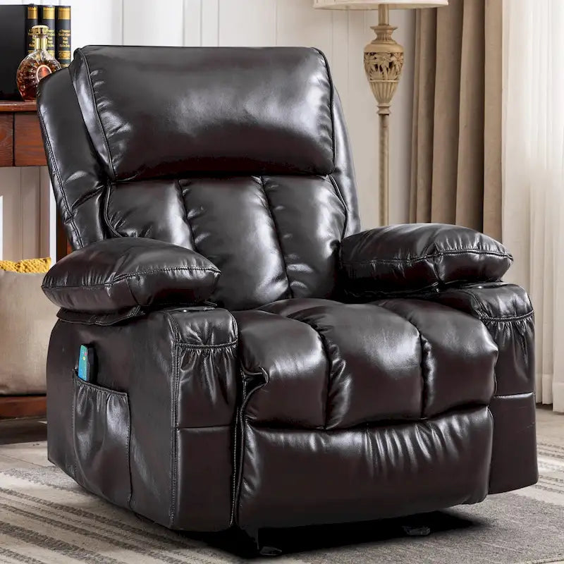 Fauteuil de massage relaxant en similicuir, fauteuil à bascule, fonction de chauffage