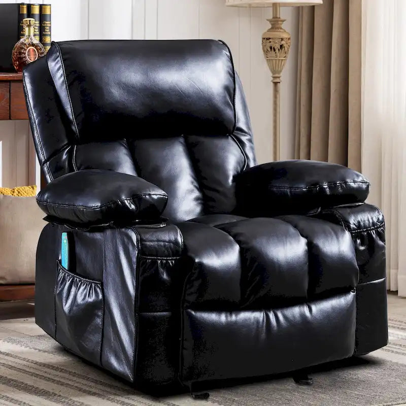 Fauteuil de massage relaxant en similicuir, fauteuil à bascule, fonction de chauffage