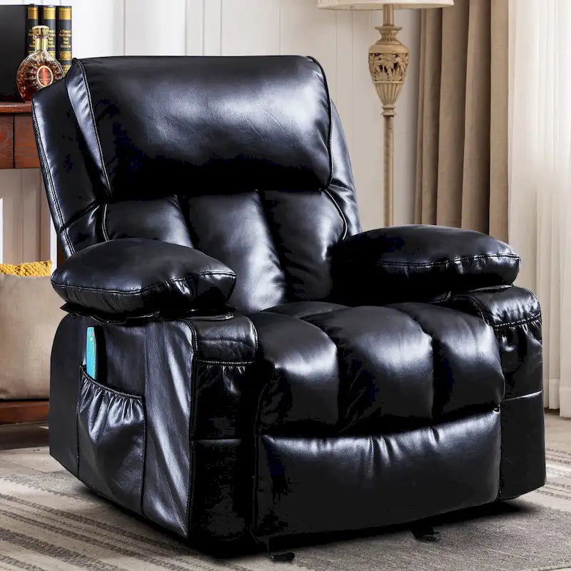 Fauteuil de massage relaxant en similicuir, fauteuil à bascule, fonction de chauffage