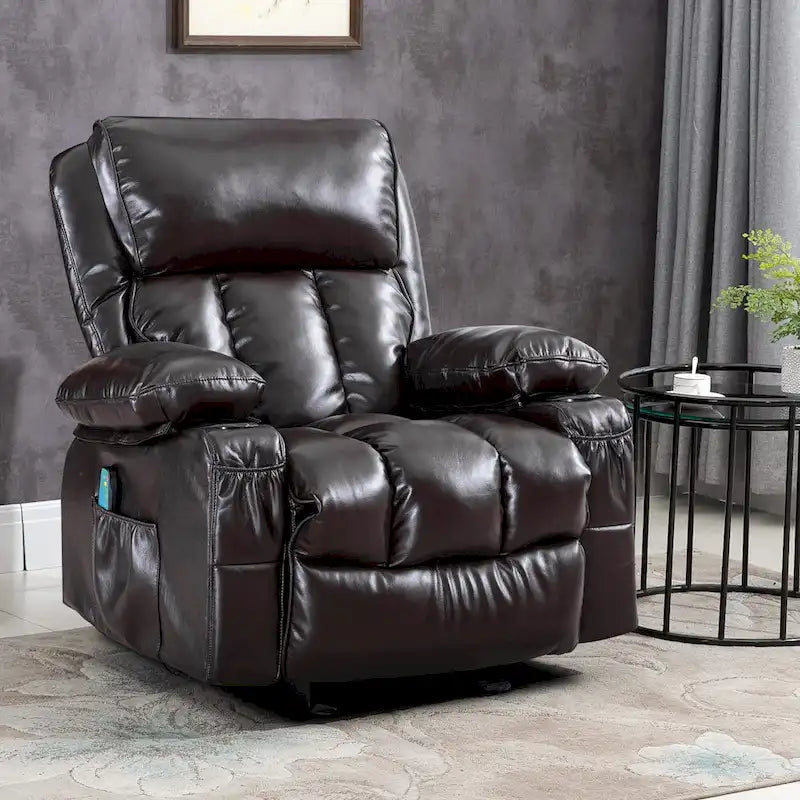 Fauteuil de massage relaxant en similicuir, fauteuil à bascule, fonction de chauffage