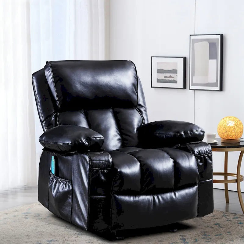 Fauteuil de massage relaxant en similicuir, fauteuil à bascule, fonction de chauffage
