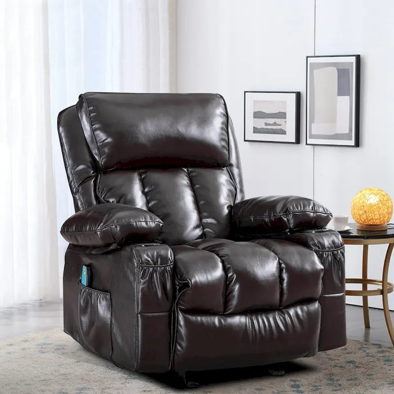 Fauteuil de massage relaxant en similicuir, fauteuil à bascule, fonction de chauffage