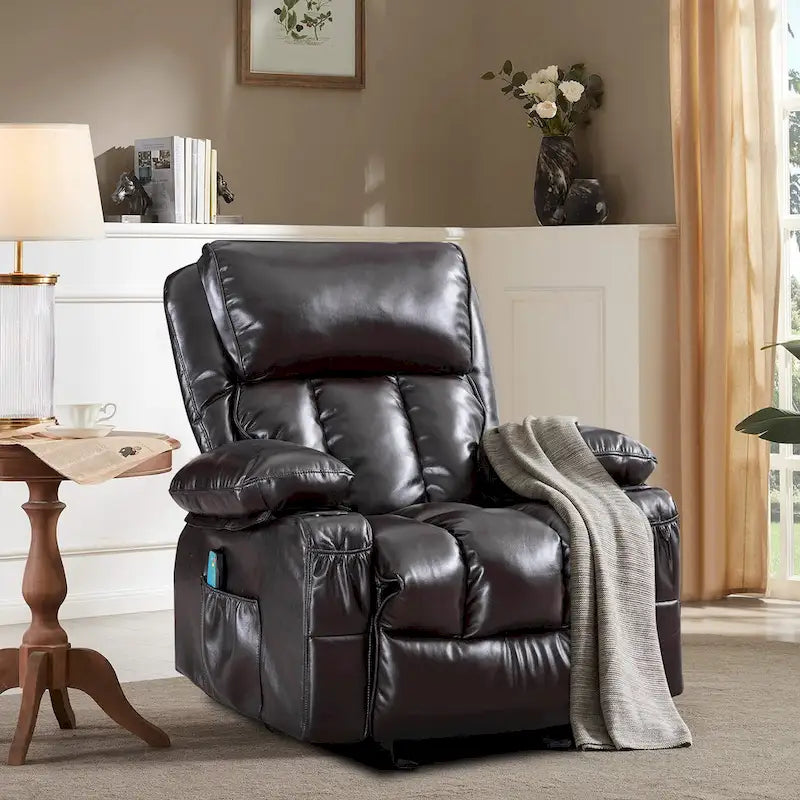 Fauteuil de massage relaxant en similicuir, fauteuil à bascule, fonction de chauffage