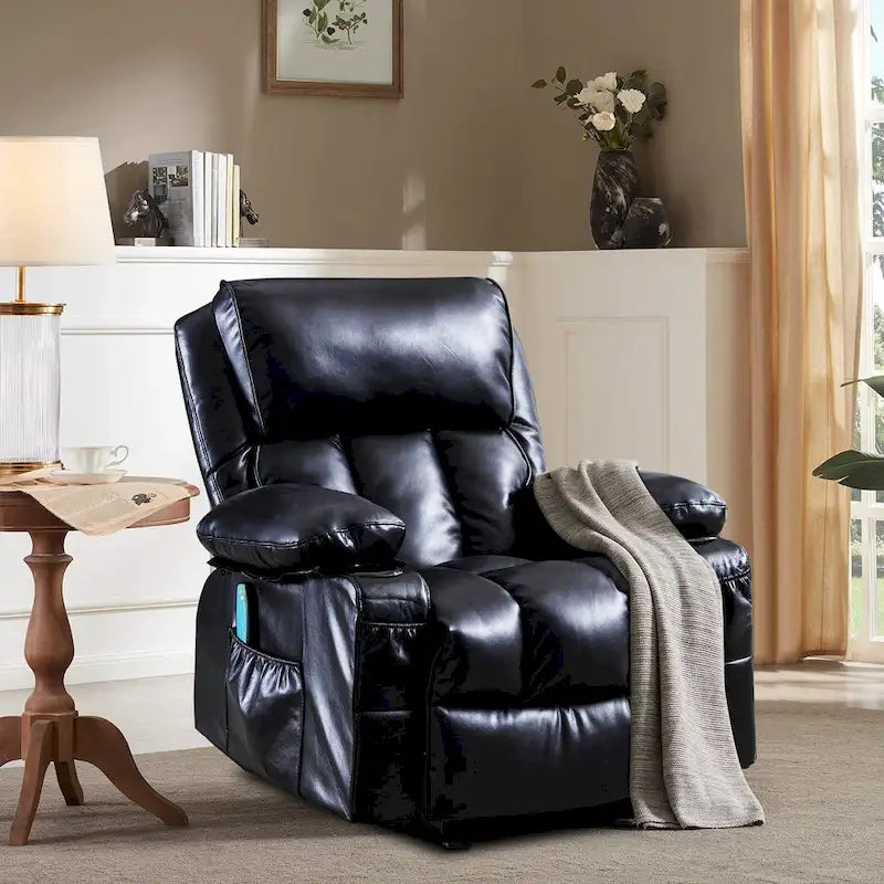 Fauteuil de massage relaxant en similicuir, fauteuil à bascule, fonction de chauffage
