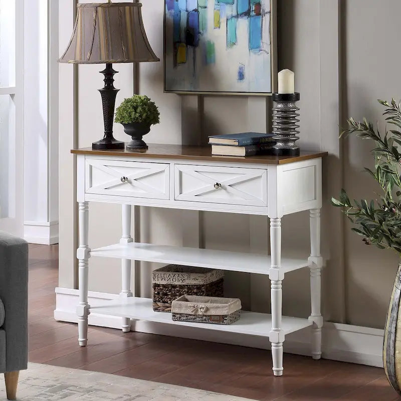  Country Oxford 2 Drawer Console Table with Shelves
