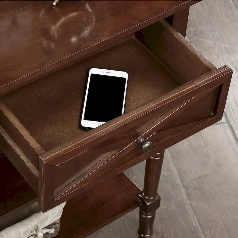 Table console Country Oxford à 2 tiroirs avec étagères