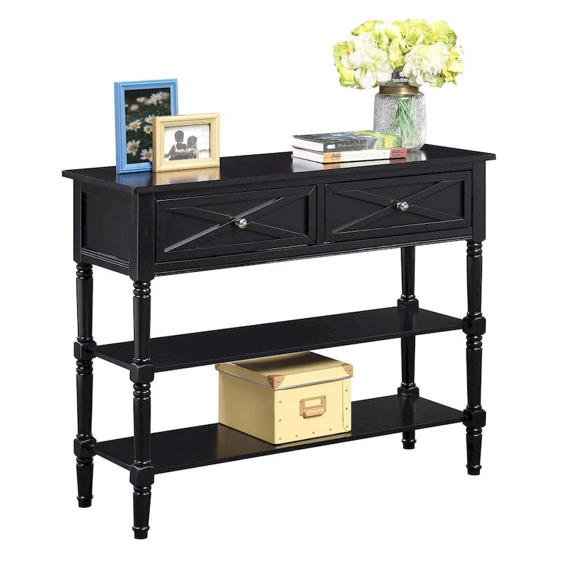 Table console Country Oxford à 2 tiroirs avec étagères