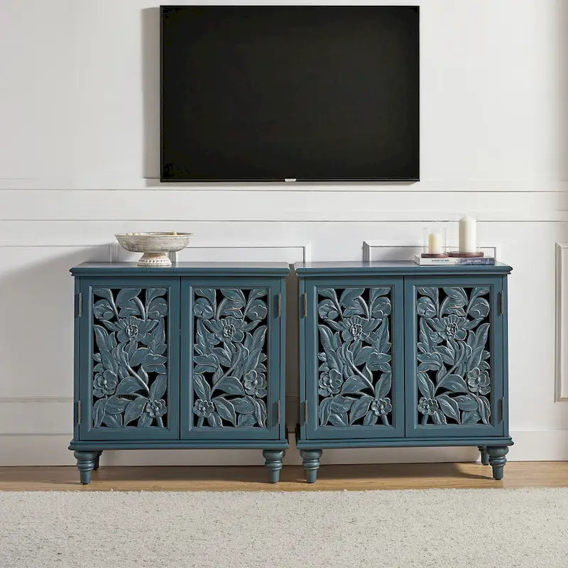 Alban Traditional 32Tall 2 Hollow Door Accent Cabinet with LED light Set of 2 by 