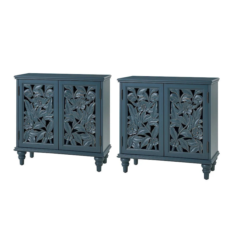 Meuble d'appoint double porte creuse Alban Traditional 32" de haut avec lumière LED, lot de 2 par
