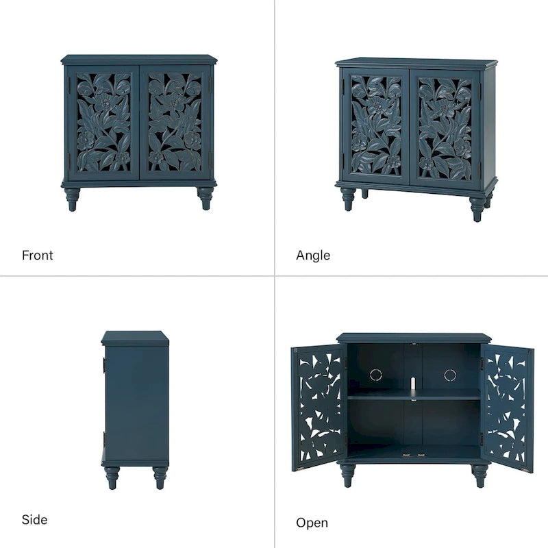 Meuble d'appoint double porte creuse Alban Traditional 32" de haut avec lumière LED, lot de 2 par
