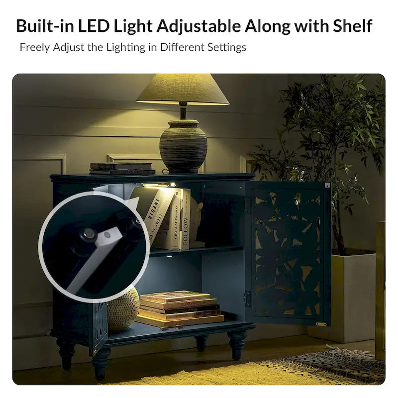 Meuble d'appoint double porte creuse Alban Traditional 32" de haut avec lumière LED, lot de 2 par