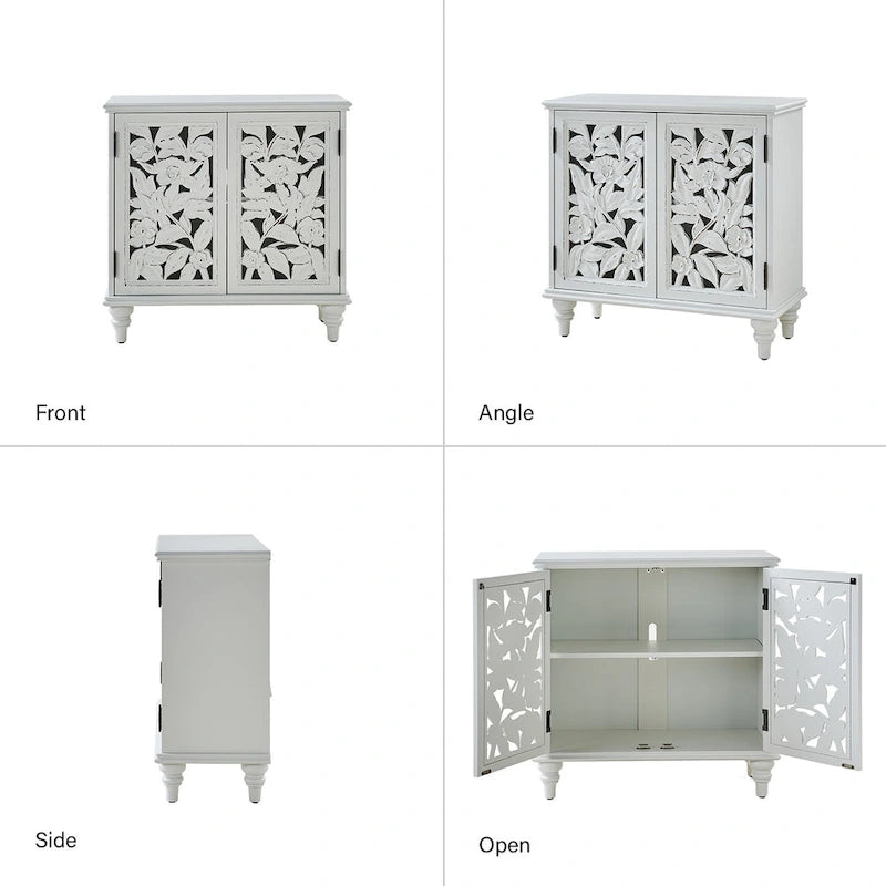 Meuble d'appoint double porte creuse Alban Traditional 32" de haut avec lumière LED, lot de 2 par