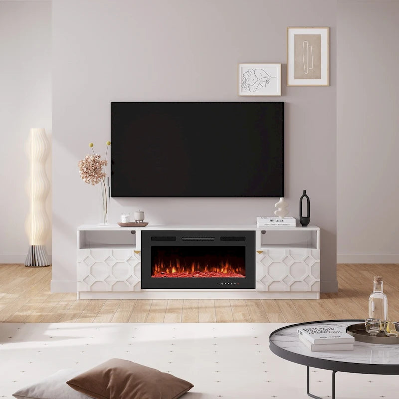 Meuble TV Clihome 36" avec cheminée électrique et finition brillante 70"