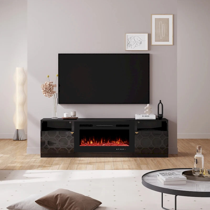 Meuble TV Clihome 36" avec cheminée électrique et finition brillante 70"