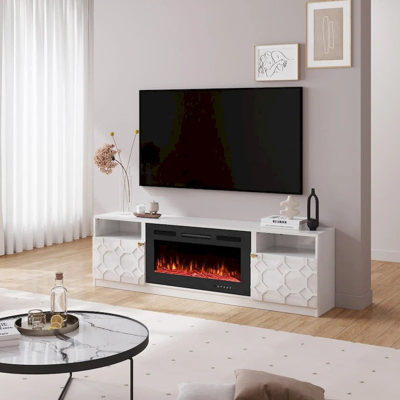 Meuble TV Clihome 36" avec cheminée électrique et finition brillante 70"