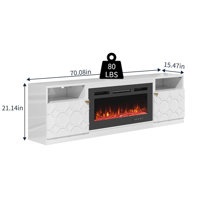 Meuble TV Clihome 36" avec cheminée électrique et finition brillante 70"