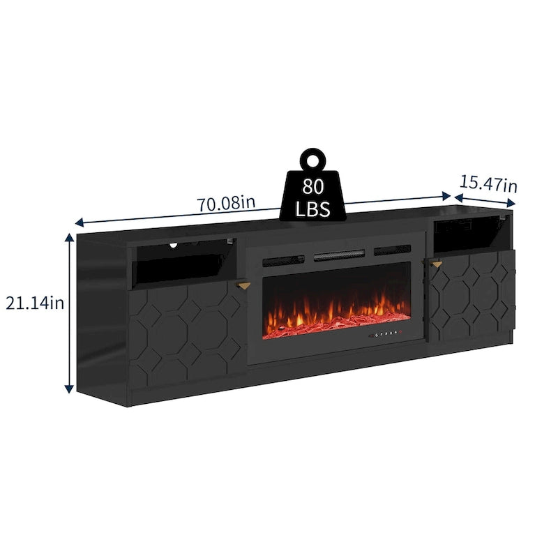 Meuble TV Clihome 36" avec cheminée électrique et finition brillante 70"