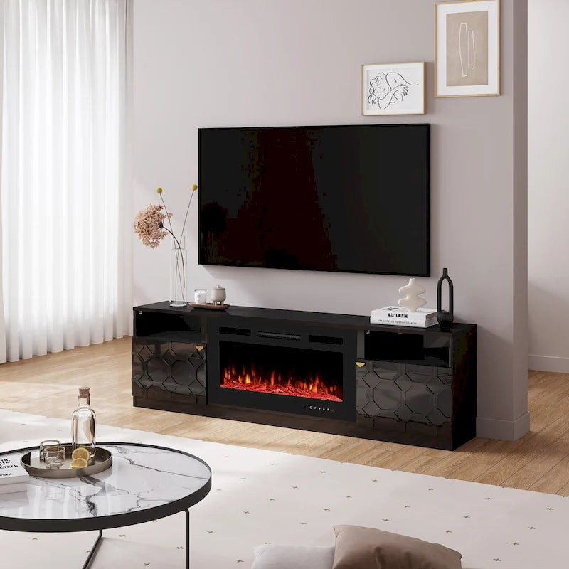 Meuble TV Clihome 36" avec cheminée électrique et finition brillante 70"