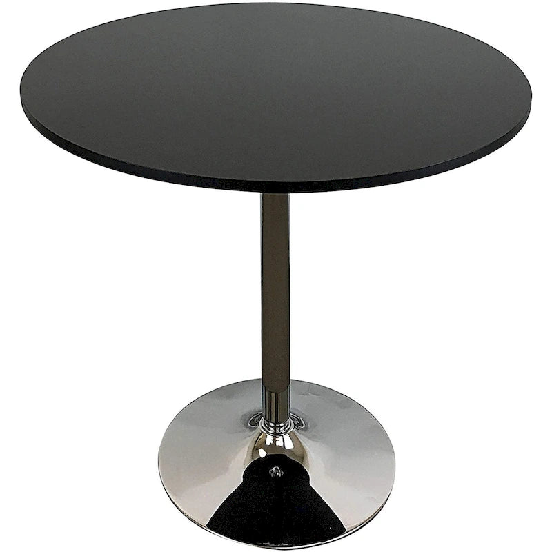 Table à manger ronde en bois avec piètement chromé