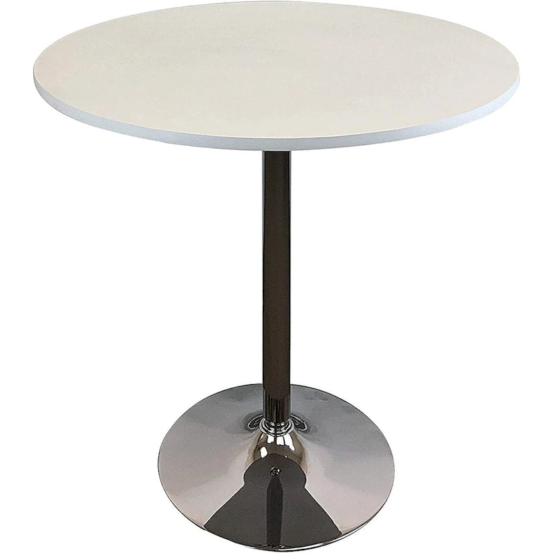 Table à manger ronde en bois avec piètement chromé