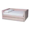 Lit de repos Larkin moderne en velours avec lit gigogne
