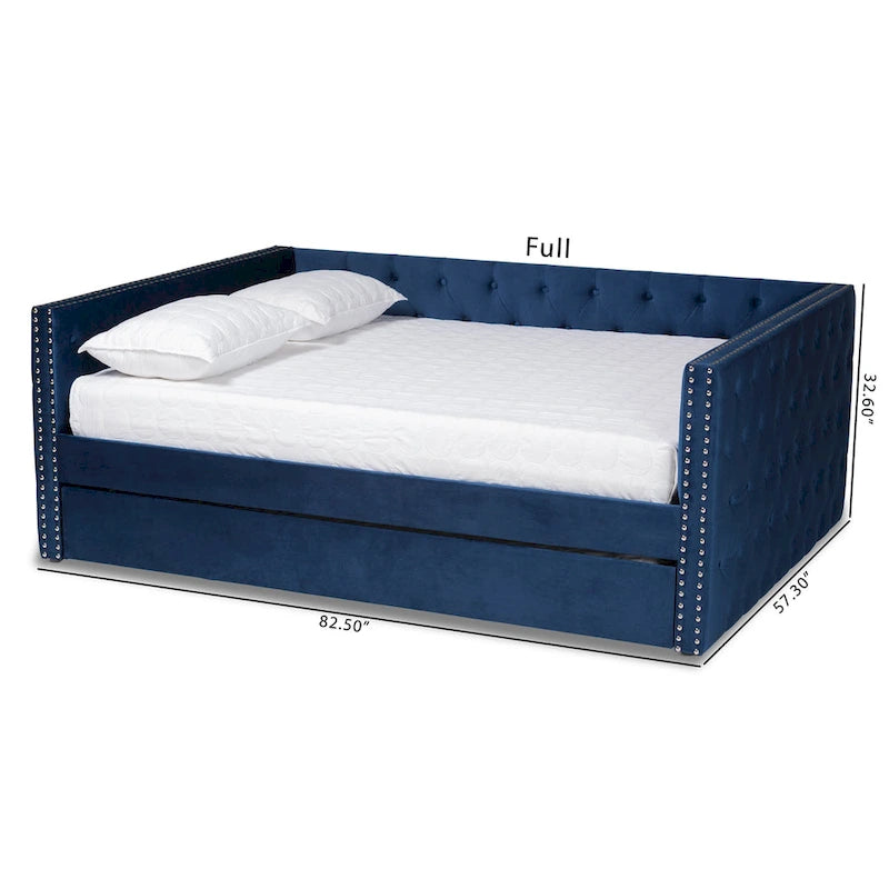 Lit de repos Larkin moderne en velours avec lit gigogne