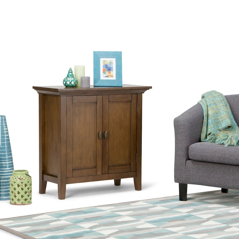 Meuble de rangement bas TRANSITIONNEL en BOIS MASSIF Mansfield de 32 po de largeur - 32 larg. x 14 prof. x 31 haut.