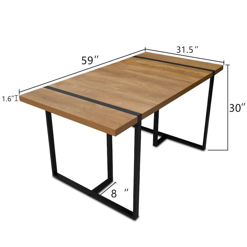 Bureau d'ordinateur moderne rectangulaire en bois