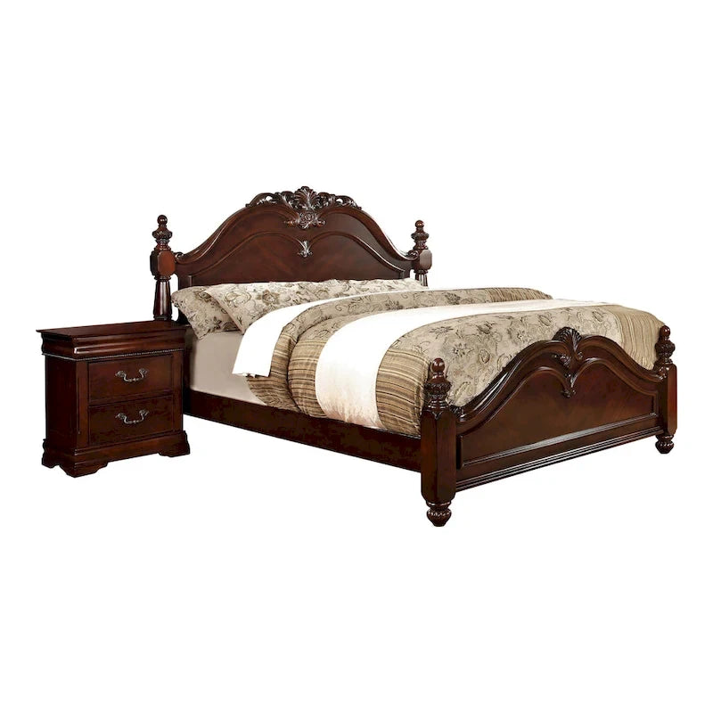 Ensemble de chambre à coucher 2 pièces en bois massif Diva Traditional Cherry par