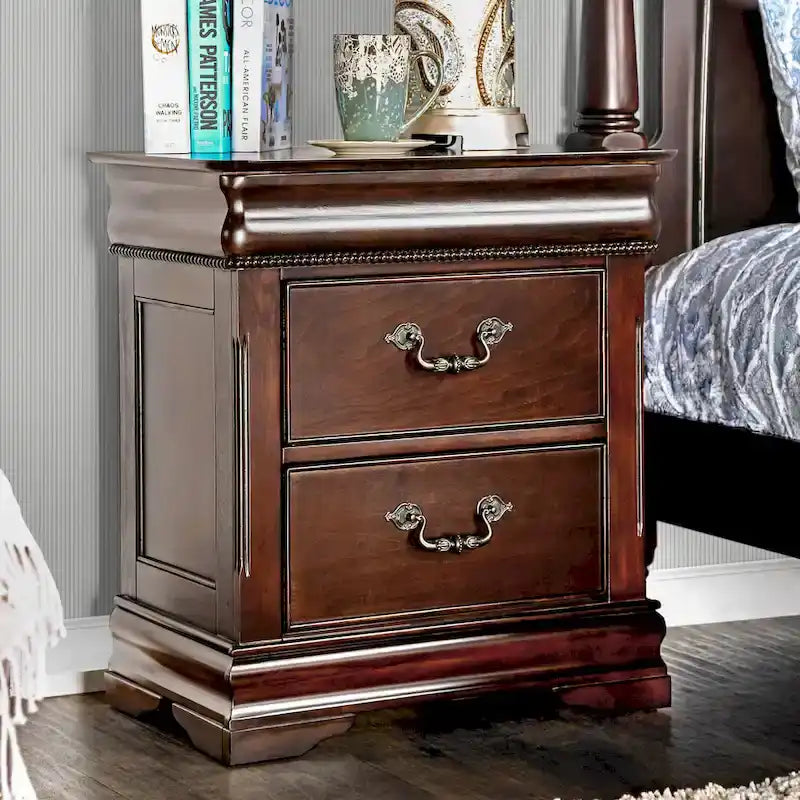 Ensemble de chambre à coucher 2 pièces en bois massif Diva Traditional Cherry par