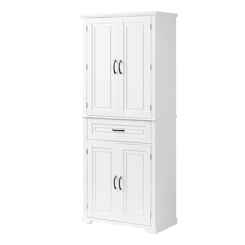 Meuble de salle de bain sur pied, Armoire de rangement autonome avec portes et tiroir, Meuble de cuisine avec étagère réglable