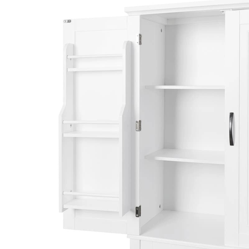 Meuble de salle de bain sur pied, Armoire de rangement autonome avec portes et tiroir, Meuble de cuisine avec étagère réglable