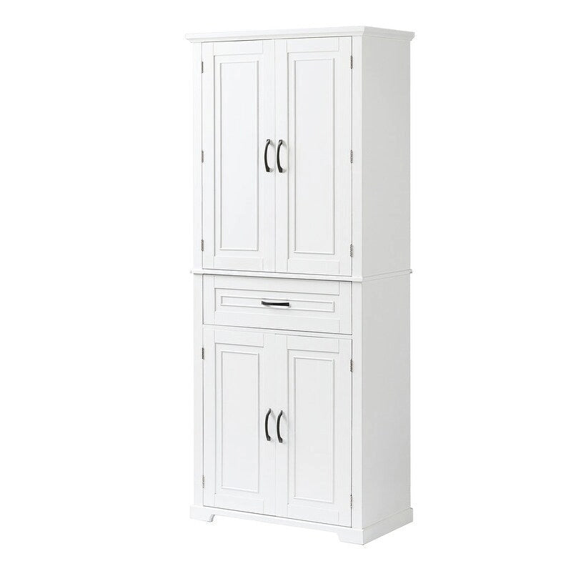 Meuble de salle de bain sur pied, Armoire de rangement autonome avec portes et tiroir, Meuble de cuisine avec étagère réglable