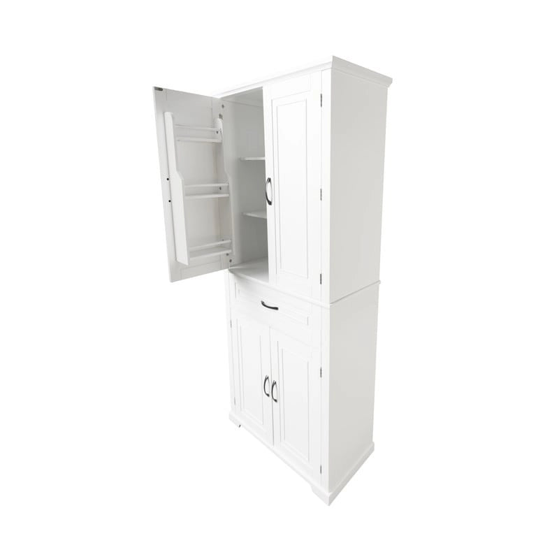 Meuble de salle de bain sur pied, Armoire de rangement autonome avec portes et tiroir, Meuble de cuisine avec étagère réglable