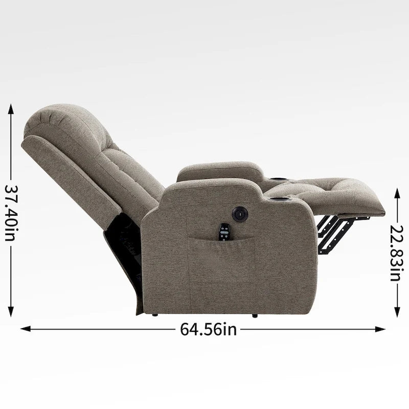 Fauteuil releveur électrique pour personnes âgées avec moteur Okin à position infinie, supportant jusqu'à 158 kg, mécanisme robuste avec 8 points de vibration