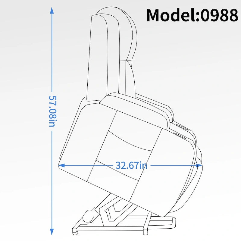 Fauteuil releveur électrique pour personnes âgées avec moteur Okin à position infinie, supportant jusqu'à 158 kg, mécanisme robuste avec 8 points de vibration