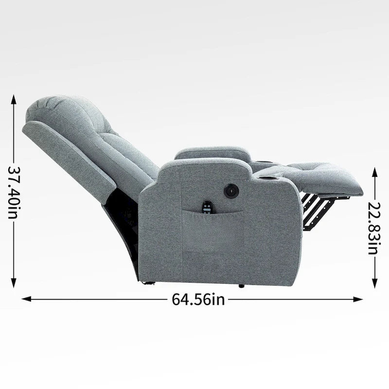 Fauteuil releveur électrique pour personnes âgées avec moteur Okin à position infinie, supportant jusqu'à 158 kg, mécanisme robuste avec 8 points de vibration