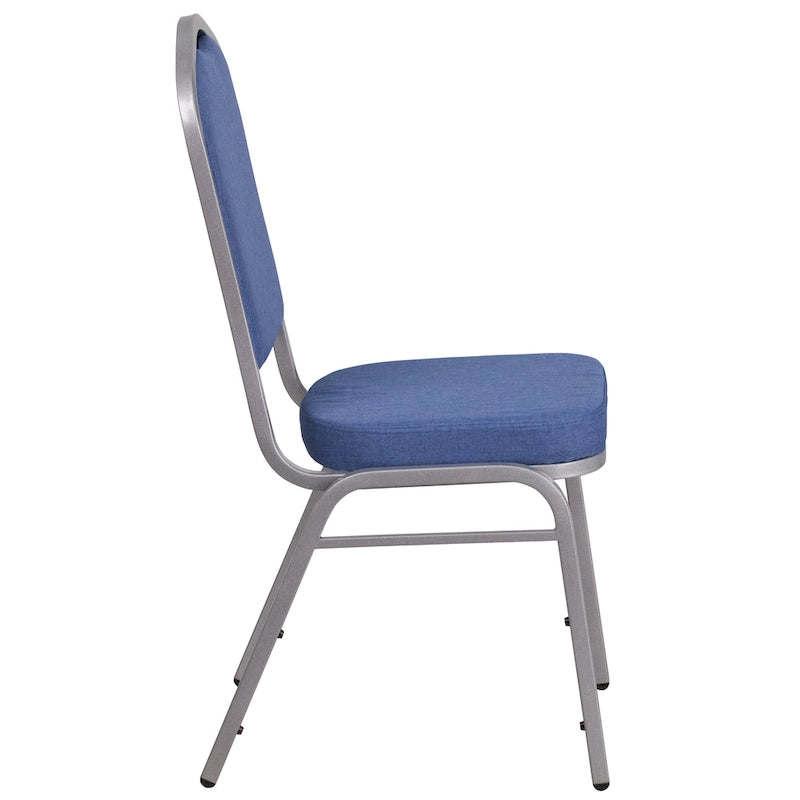Chaise de banquet empilable à dossier en forme de couronne, en acier/tissu bleu (Lot de 4)