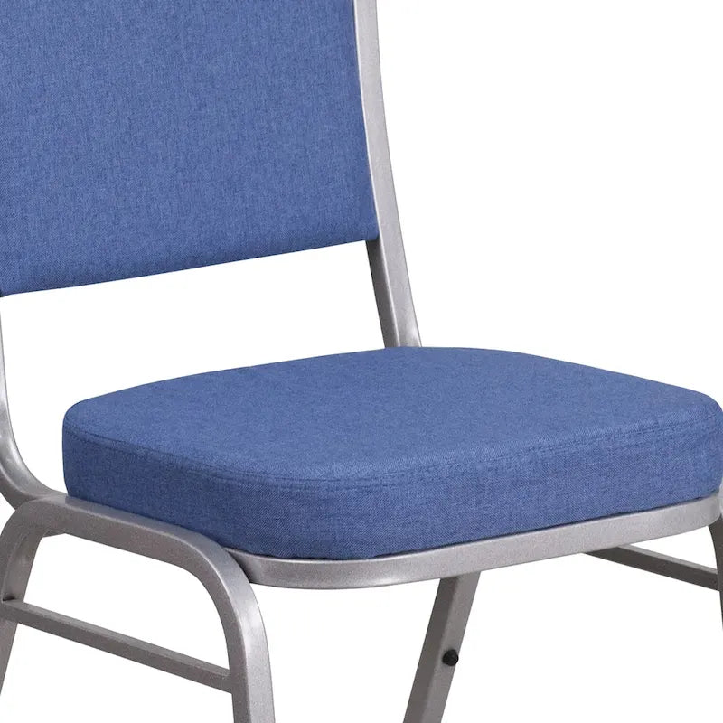 Chaise de banquet empilable à dossier en forme de couronne, en acier/tissu bleu (Lot de 4)