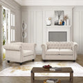 Fauteuil, Causeuse – Ensemble 2 pièces Rembourré Capitonnage Chesterfield