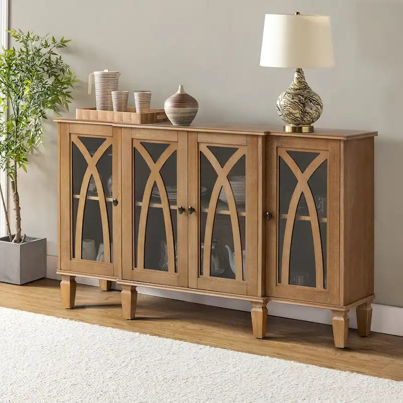Katie 60 Farmhouse Style Sideboard with Glass Doors by 