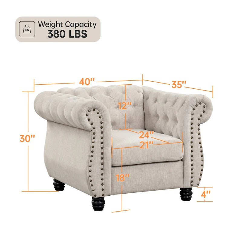 Fauteuil Chesterfield capitonné
