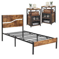 Ensemble de chambre à coucher 3 pièces, lit plateforme et ensemble de 2 tables de chevet modernes